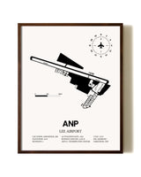 Lee Airport aviation print in walnut frame