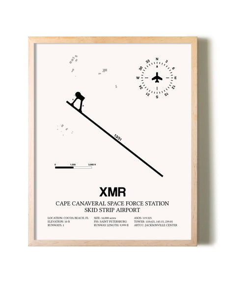 Cape Canaveral Space Force Station Skid Strip Airport framed wall art in white frame