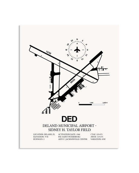 Gray Deland Municipal Airport-Sidney H Taylor Field framed poster displayed in an airplane hangar