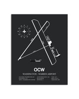 Gray Framed Washington-Warren Airport layout wall art poster