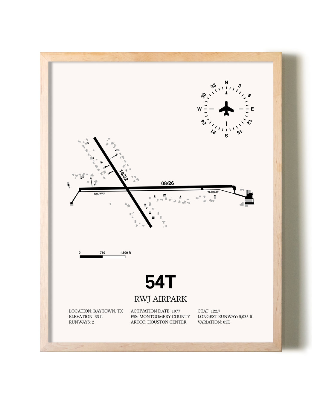 RWJ Airpark framed wall art in white frame