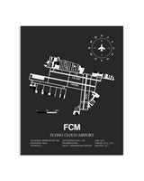 Gray Framed Flying Cloud Airport layout wall art poster