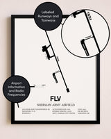Framed Sherman Army Airfield layout wall art poster
