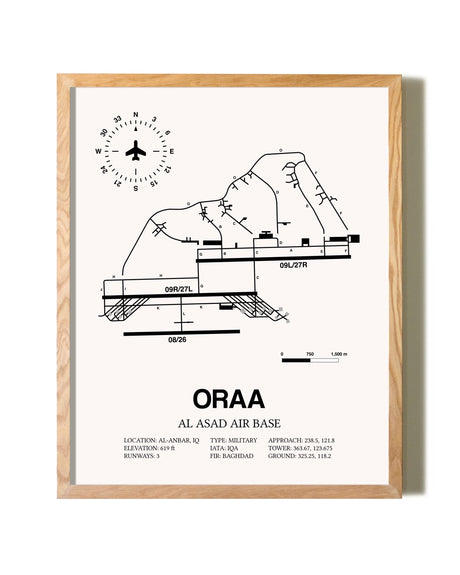 Al Asad Air Base framed print in natural wood frame