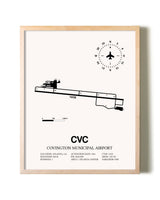 Covington Municipal Airport framed wall art in white frame