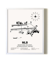 Melbourne Orlando International Airport airport map poster in oak frame