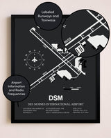 Des Moines International Airport poster size comparison chart