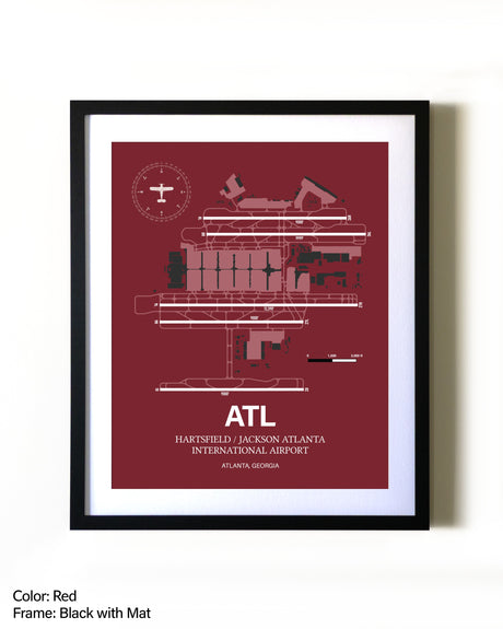 Hartsfield/Jackson Atlanta International Airport aviation wall décor in black wood frame