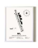 Asheville Regional Airport airport map poster in oak frame