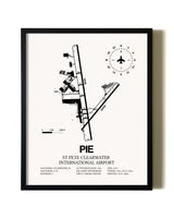 Framed St. Pete-Clearwater International Airport wall art poster in black frame