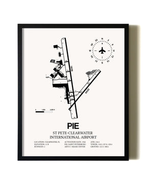 Framed St. Pete-Clearwater International Airport wall art poster in black frame