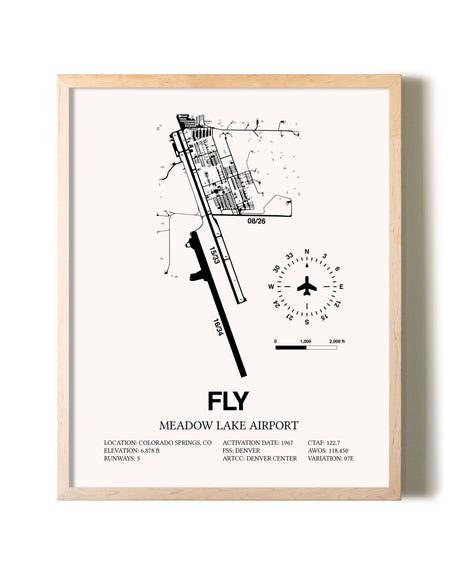Meadow Lake Airport framed wall art in white frame