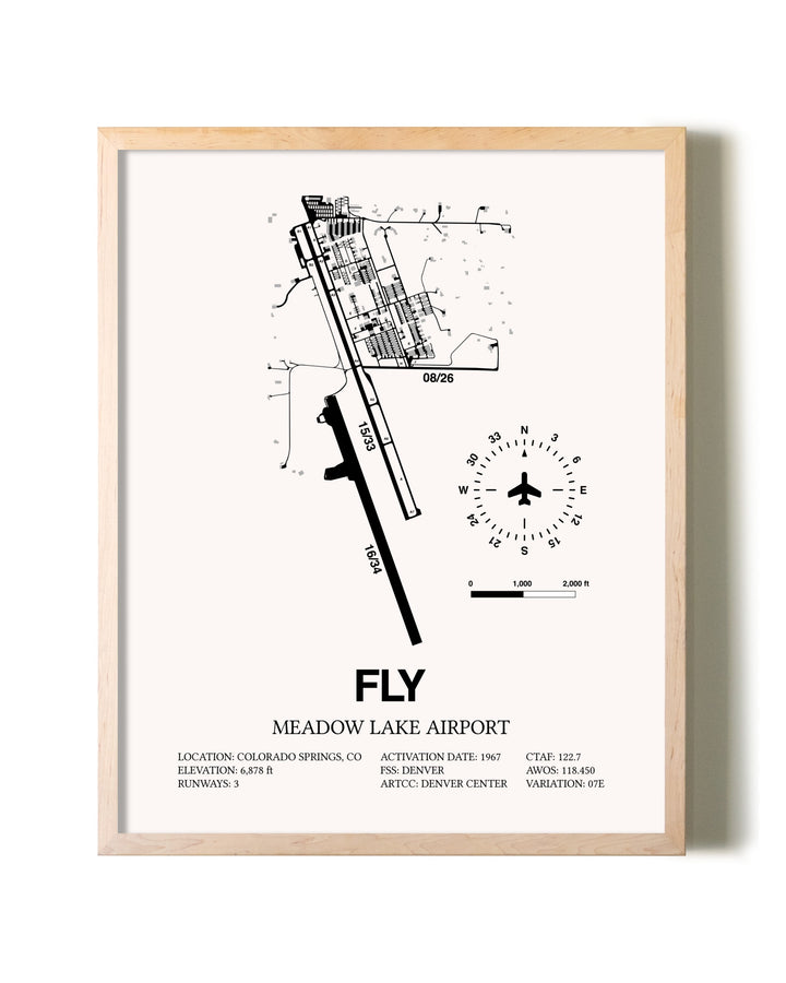 Meadow Lake Airport framed wall art in white frame