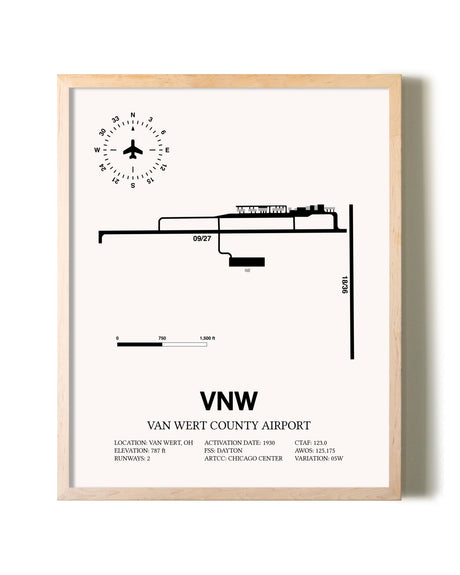 Van Wert County Airport framed wall art in white frame