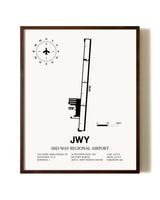 Mid-Way Regional Airport aviation print in walnut frame
