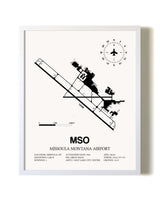 Missoula Montana Airport airport map poster in oak frame
