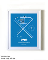 Venice Municipal Airport framed wall art in white frame with mat