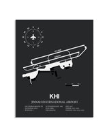 Gray Framed Jinnah International Airport layout wall art poster