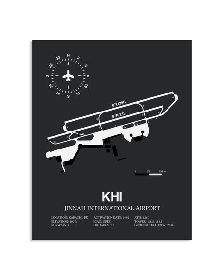 Gray Framed Jinnah International Airport layout wall art poster