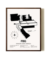 Simmons Army Airfield aviation print in walnut frame