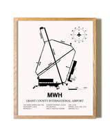Grant County International Airport framed print in natural wood frame