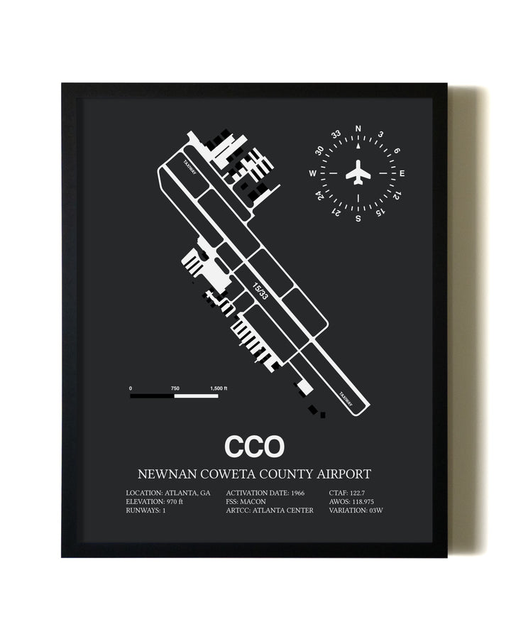 Unframed Newnan Coweta County Airport map print poster