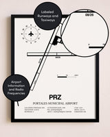 Framed Portales Municipal Airport layout wall art poster
