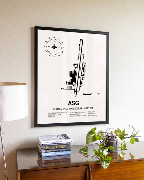 Springdale Municipal Airport aviation wall décor in black wood frame