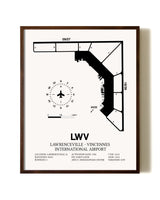 Lawrenceville-Vincennes International Airport aviation print in walnut frame
