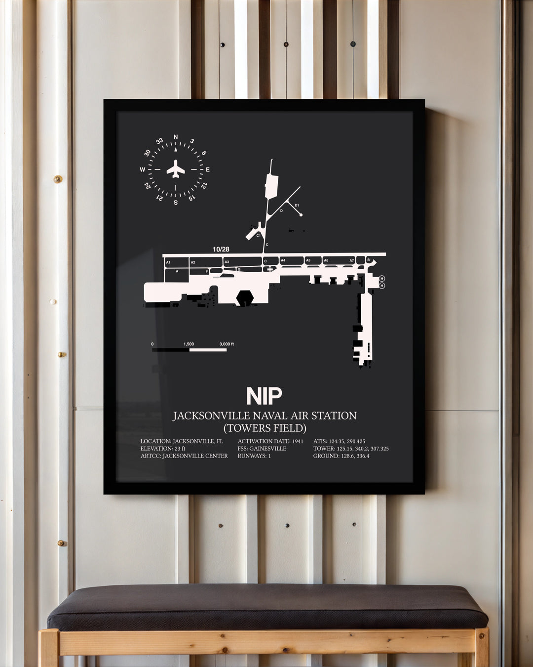Frame color options for Jacksonville Naval Air Station (Towers Field) Wall Art