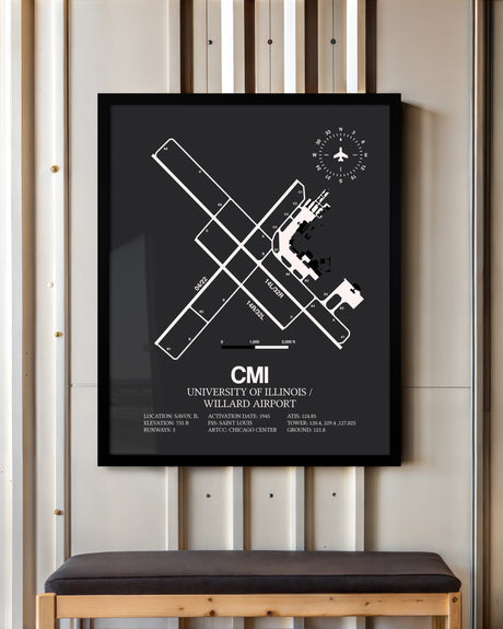 Frame color options for University of Illinois / Willard Airport Wall Art