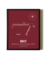 Red Framed Brooksville-Tampa Bay Regional Airport wall art poster in black frame