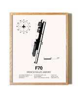 French Valley Airport framed print in natural wood frame