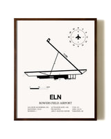 Bowers Field Airport aviation print in walnut frame