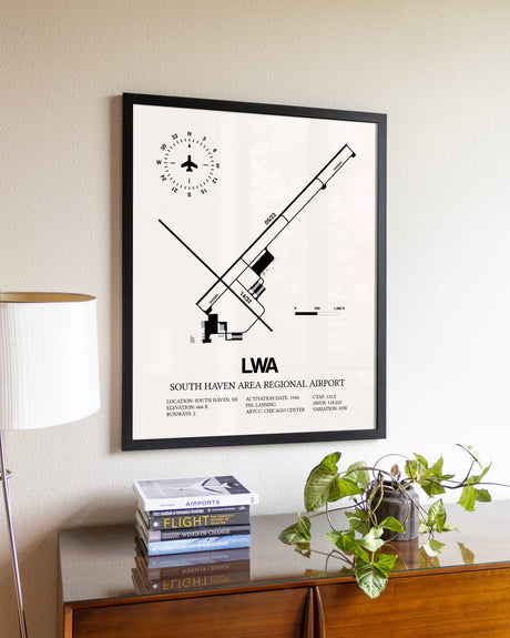 South Haven Area Regional Airport aviation wall décor in black wood frame