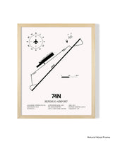 Detailed Airport Map of Bendigo Airport (74N) in White with a Natural Frame