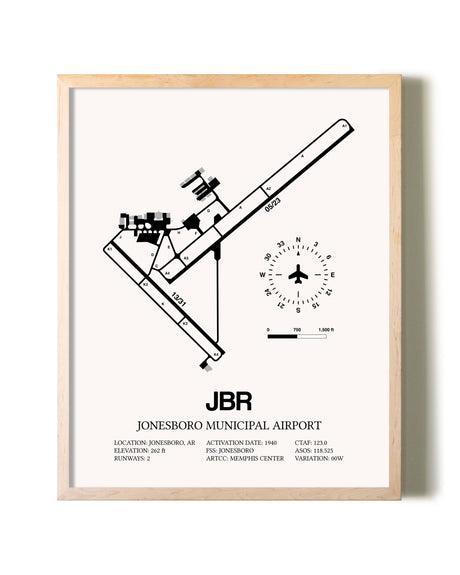 Jonesboro Municipal Airport framed wall art in white frame