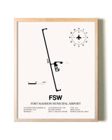 Fort Madison Municipal Airport framed wall art in white frame