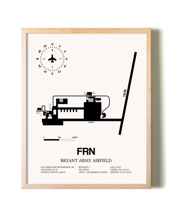 Bryant Army Airfield framed wall art in white frame
