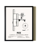 Framed Clarence E. Page Municipal Airport wall art poster in black frame