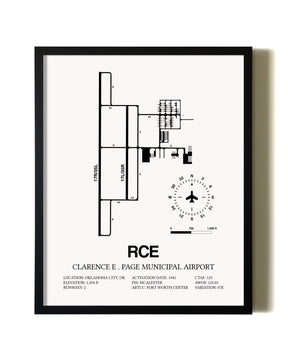 Framed Clarence E. Page Municipal Airport wall art poster in black frame