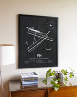 Gray Framed Flagler Executive Airport wall art poster in black frame