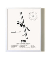 Bert Mooney Airport airport map poster in oak frame