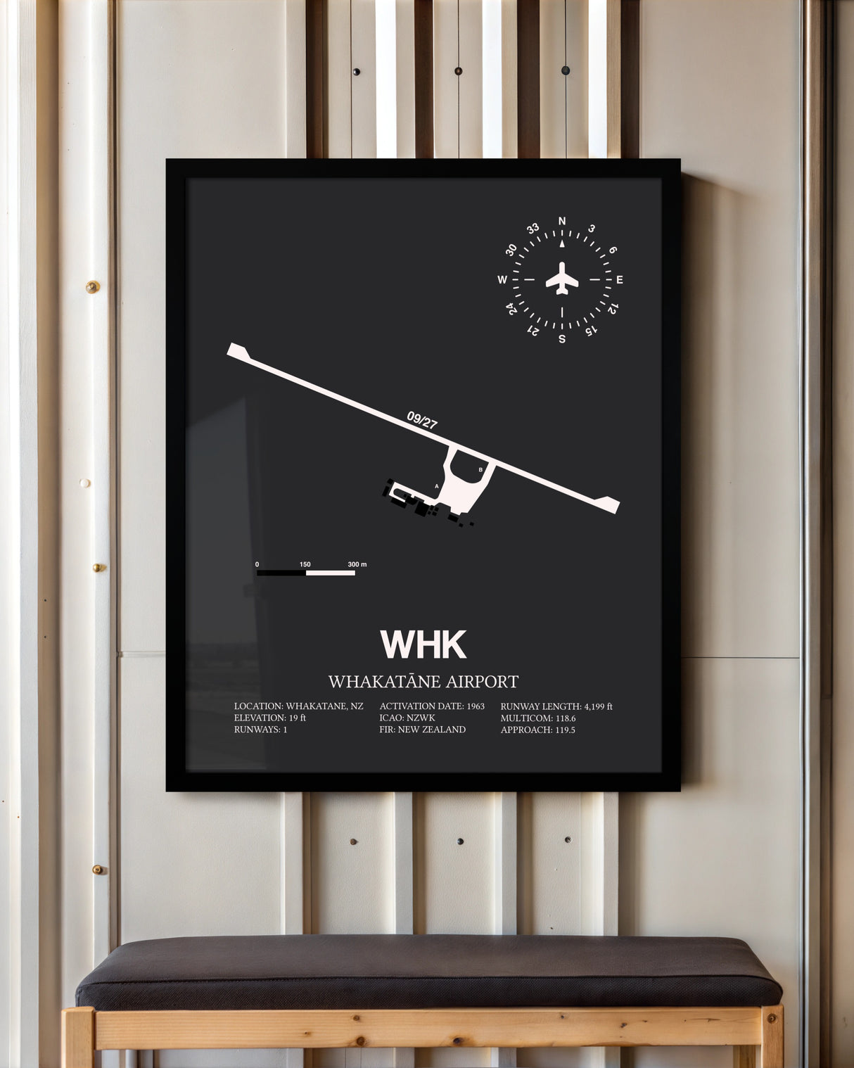 Frame color options for Whakatane Airport Wall Art