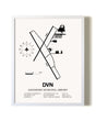 Davenport Municipal Airport airport map poster in oak frame