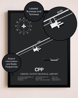 Greene County Regional Airport poster size comparison chart
