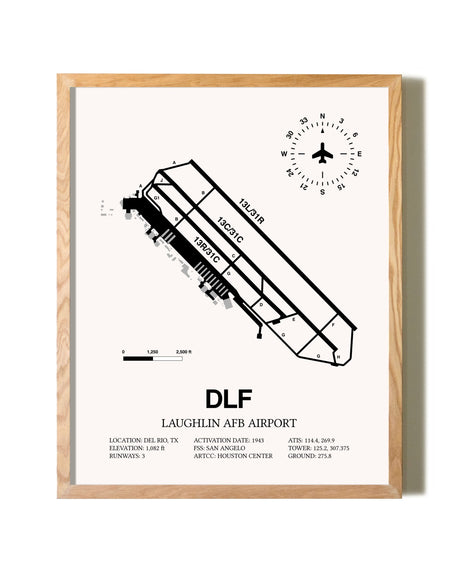 Laughlin AFB Airport framed print in natural wood frame