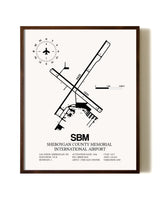 Sheboygan County Memorial International Airport aviation print in walnut frame