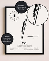 Framed Lake Tahoe Airport layout wall art poster