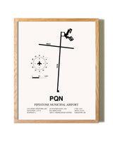 Pipestone Municipal Airport framed print in natural wood frame